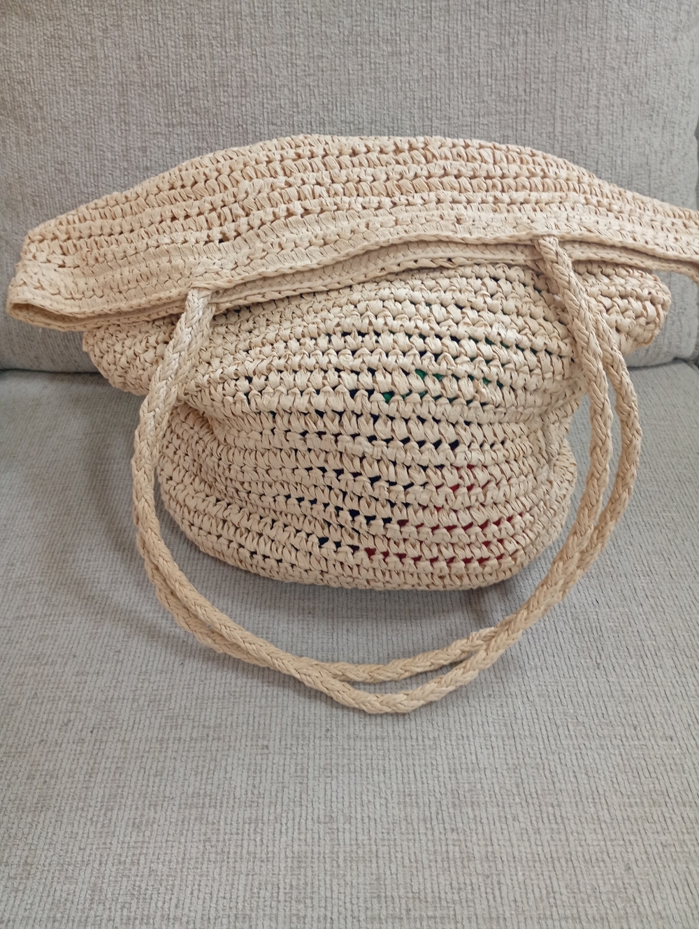 Woven Cream Crochet Xtra Long Tote Beach Bag